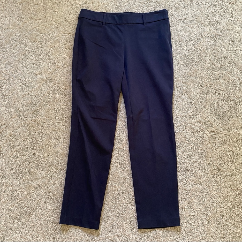 Alfani Cropped Pants 4 Petite Navy Blue Cotton Blend Chic Ankle Length 30W 26L